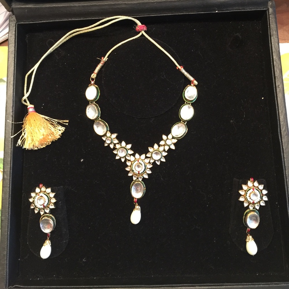 Necklace set kundan indian ethnic tribal polki